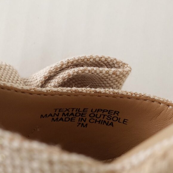 Talbots Pamela Bow Linen Espadrille Wedge Sandals Beige Metallic - Picture 8 of 9